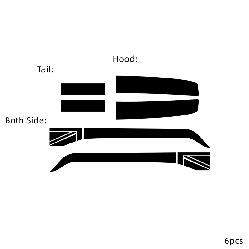 6 Pcs/Set Engine Cover Vinyl Hood Trunk Union Jack Door Side Stripes Sticker For MINI Aceman J05 John Cooper Works 2025 2026