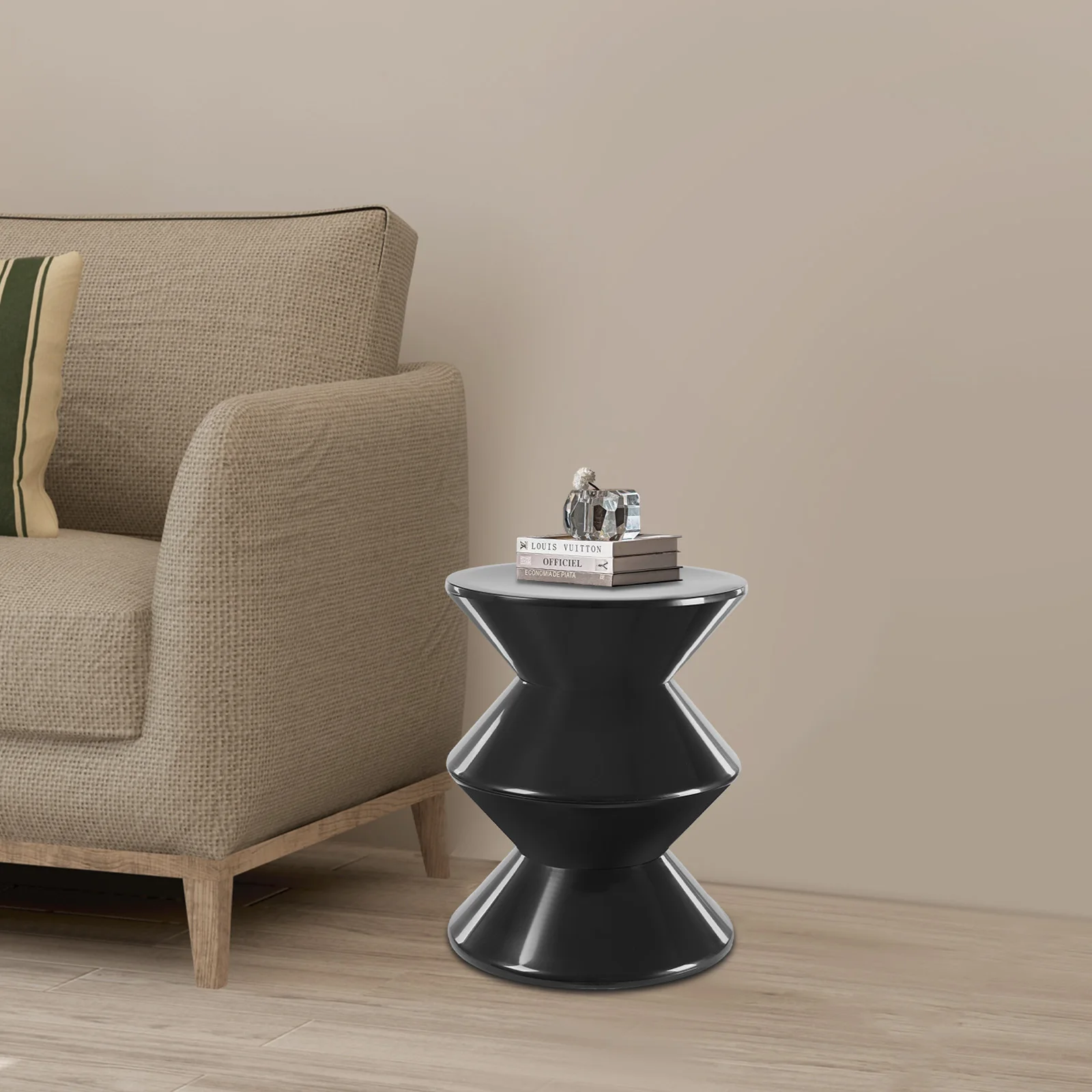 

Журнальный столик, приставной столик, торцевые столики, черный креативный 3-уровневый пластиковый акцентный столик, отличная идея подарка для друзей, семьи, новый дом