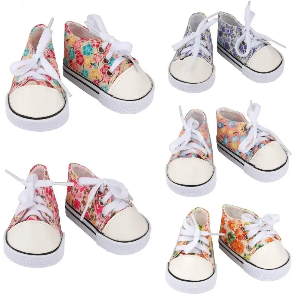 Canvas Cloth 7cm Shoes For 18 Inch American And 43cm New Born Baby Doll Shoes Clothes Accessories For Our generation Girl Dolls