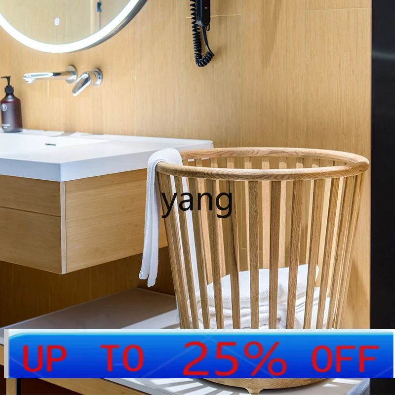 CX  oak solid wood round dirty clothes storage basket log retro minimalist laundry basket
