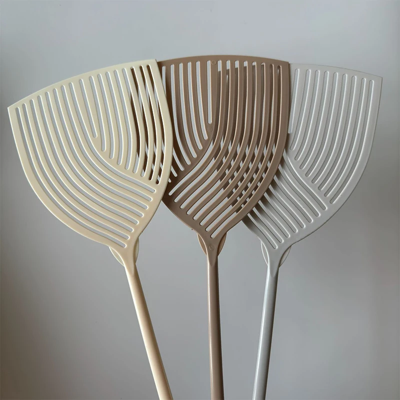 Plastic Fly Swatter Striped Design Thickened Flexible Long Handle Mosquito Bug Bat for Kitchen Garden Patio Pest Control Tool