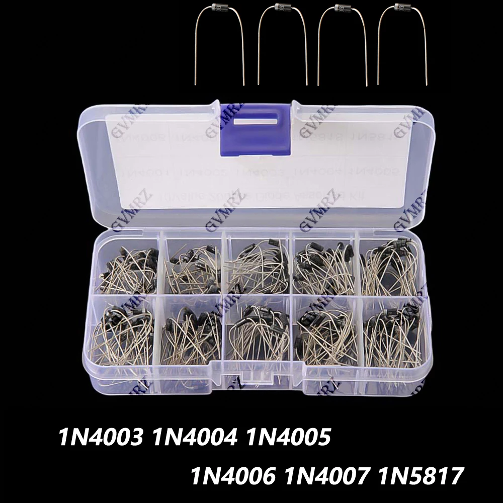 10 Values 200PCS Rectifier Diodes KIT 1N4001 1N4002 1N4003 1N4006 1N4007 1N5817 1N5818 1N5819 DIP 1N4004 1N4005 Component