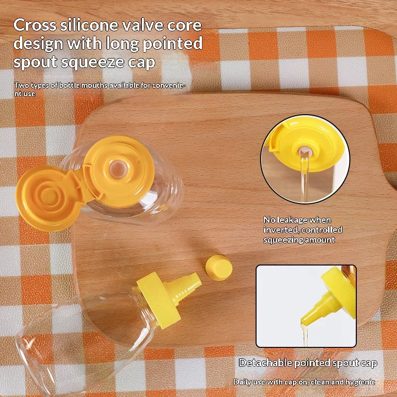 Reusable Plastic Honey Bottles Squeeze Honey Bottle Container Holder With Lid For Storing And Dispensing Honey Jar Transparent