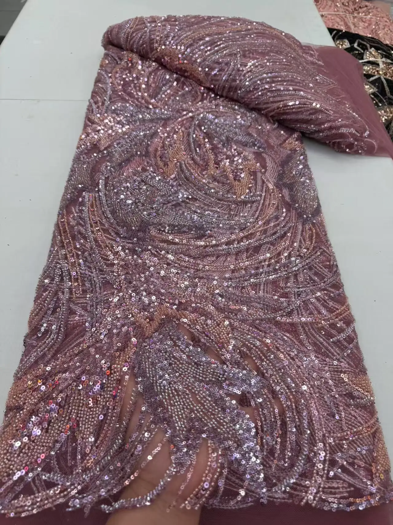 Nigéria sequins Hímzés Tüll csipkével Ablakszövet, Megvarr Ajánló ruhával, gyöngyök Kő báli dresses, Magas minőségű, 5yards, 2025