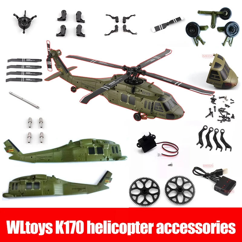 

Wltoys K170 RC Helicopter Spare Parts Body Shell Blade Gear Tail Motor Rotor Head Receiver Electrical Adjustment Parts