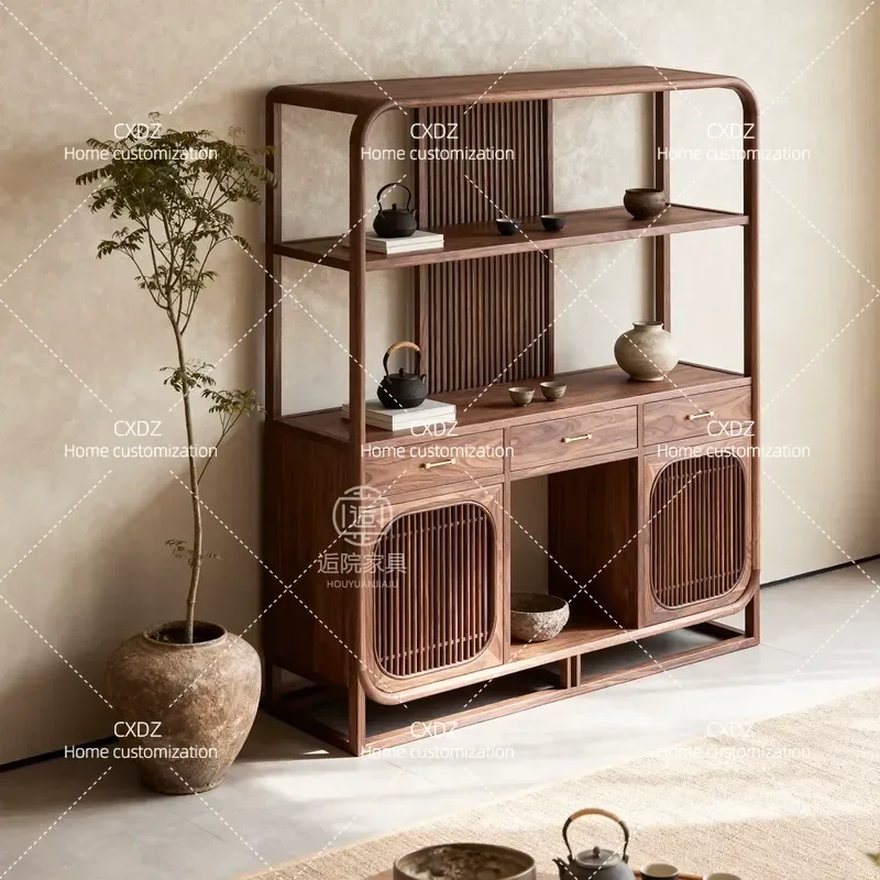Medieval Style Solid Wood Bogu Frame Duobao Pavilion Shelf Study Tea Room Storage Locker Zen Simple Customizable