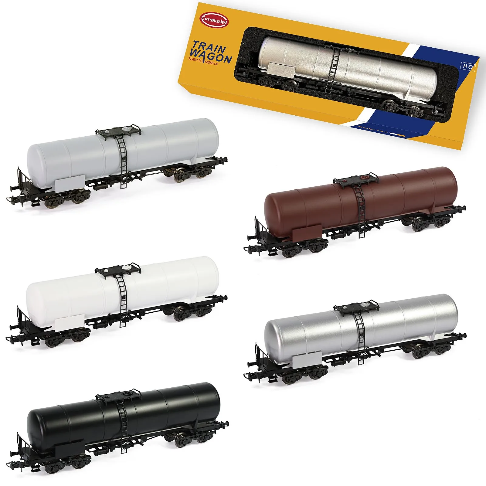 1 Unit HO Scale 1:87 Oil Tank Wagon Colored Undecorated Tank Car with Metal Wheelsets for Model TrainsC8768