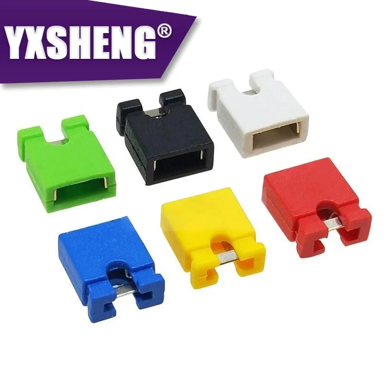 100 قطعة غطاء قصير، أحمر أسود أصفر أبيض أخضر أزرق 2.54 مللي متر رؤوس سلك العلب دبوس رأس موصل غطاء #2