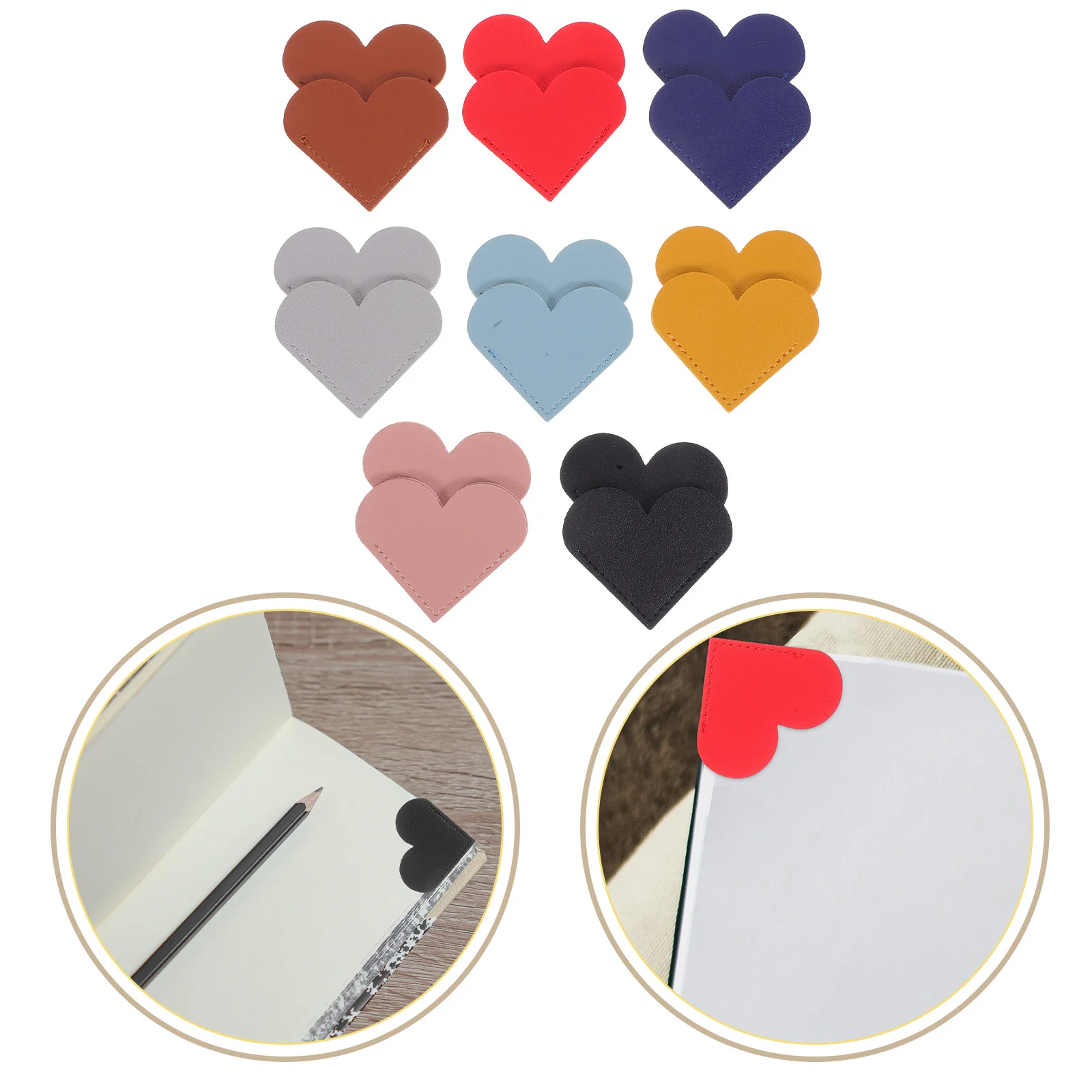 

16 Pcs Heart Bookmark Corner Bookmarks for Reading Page Books Pu Woman Marker
