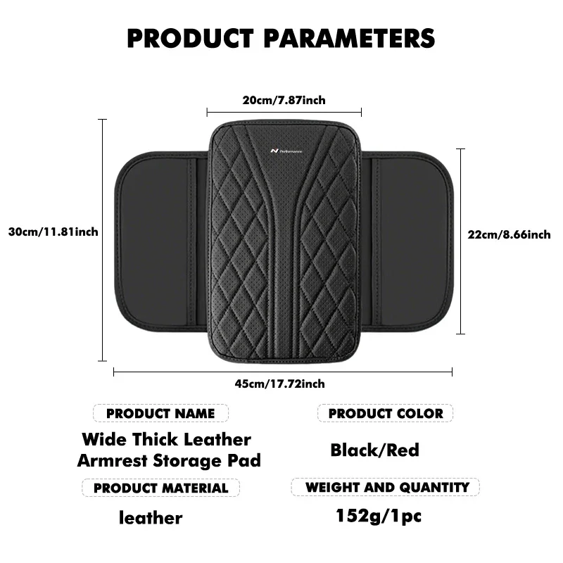 Car Armrest Storage Box Cover Leather Organizer Cushion For Elantra Sonata Tucson NX4 i10 i20 i30 N Line