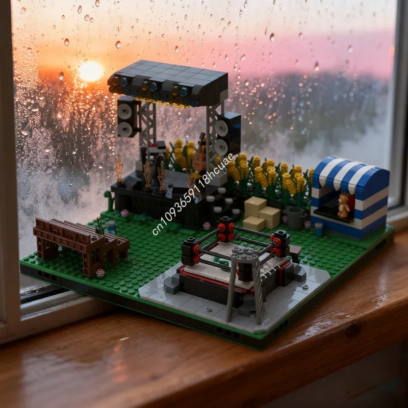 

1040pcs MOC Backyard Music Festival Modulared Model Building Blocks Construction Christmas Gifts DIY Toys Idea Education Kids