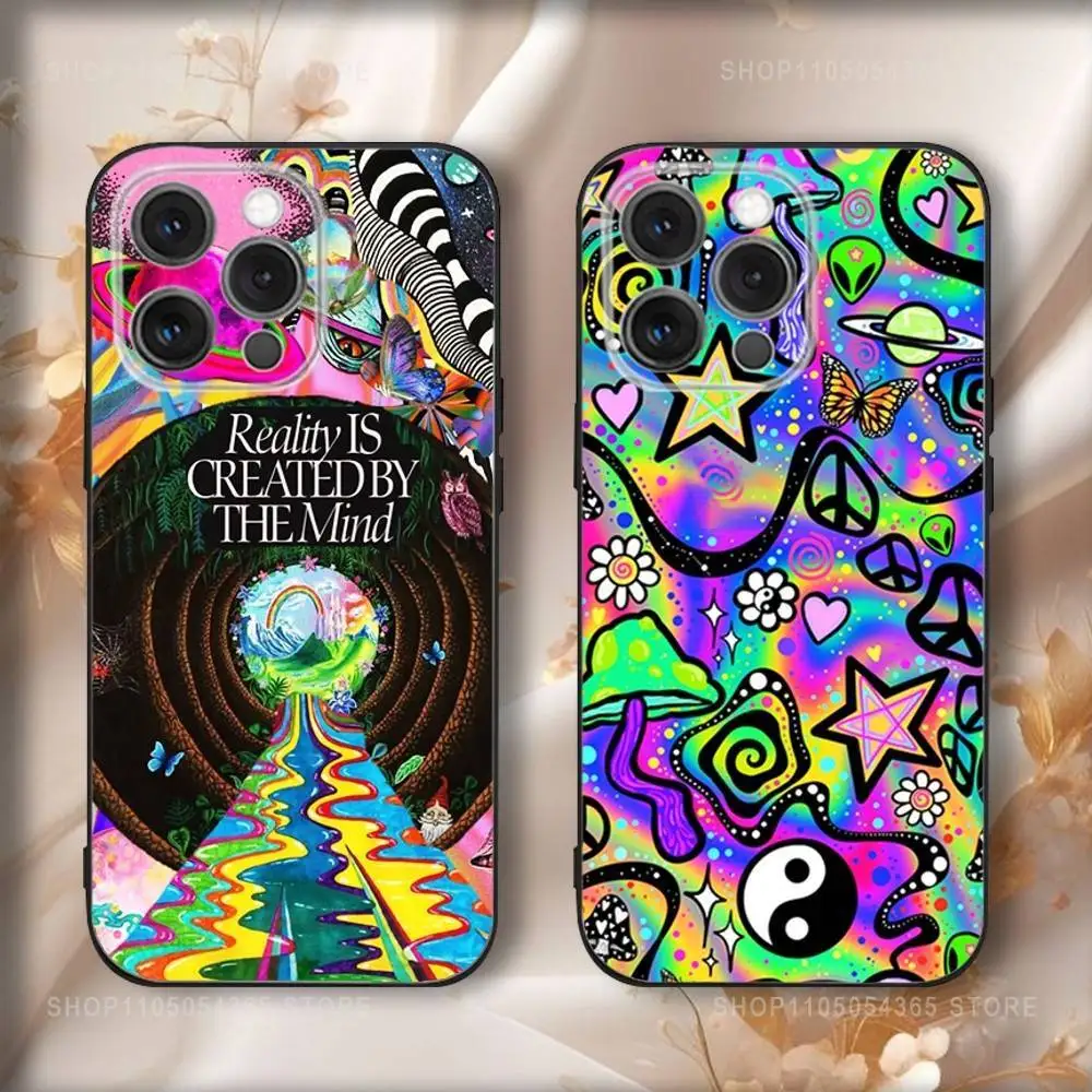 

Art Psychedelic Trippy Phone Case For iPhone 17,16,15,14,13,12,11,Pro,Max,Plus,Air,X,XS,XR,SE,8,7,Mini,Soft Black Funda