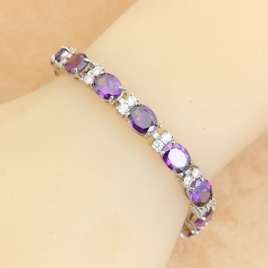 Classic More Color Zirconia 925 Silver Bracelet for Women Wedding Jewelry Birthday Gift