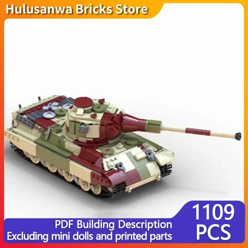 Image of Militärflugzeugmodell MOC Gebäudtank im Design Entwurf Modulare Technologie Montieren Sie Kinderspielzeug Anzug Geschenke Urlaub