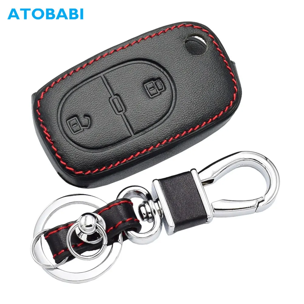 Leather Car Key Cover Folding Remote Control Fobs Shell Protector Case Auto Accessory For Audi A3 A4 A6 1997 1998 1999 2000 2001