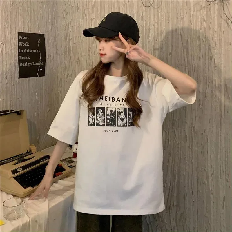 

Hong Kong Style Short Sleeved T-Shirt New Loose Korean Style Trendy Half Sleeved Top