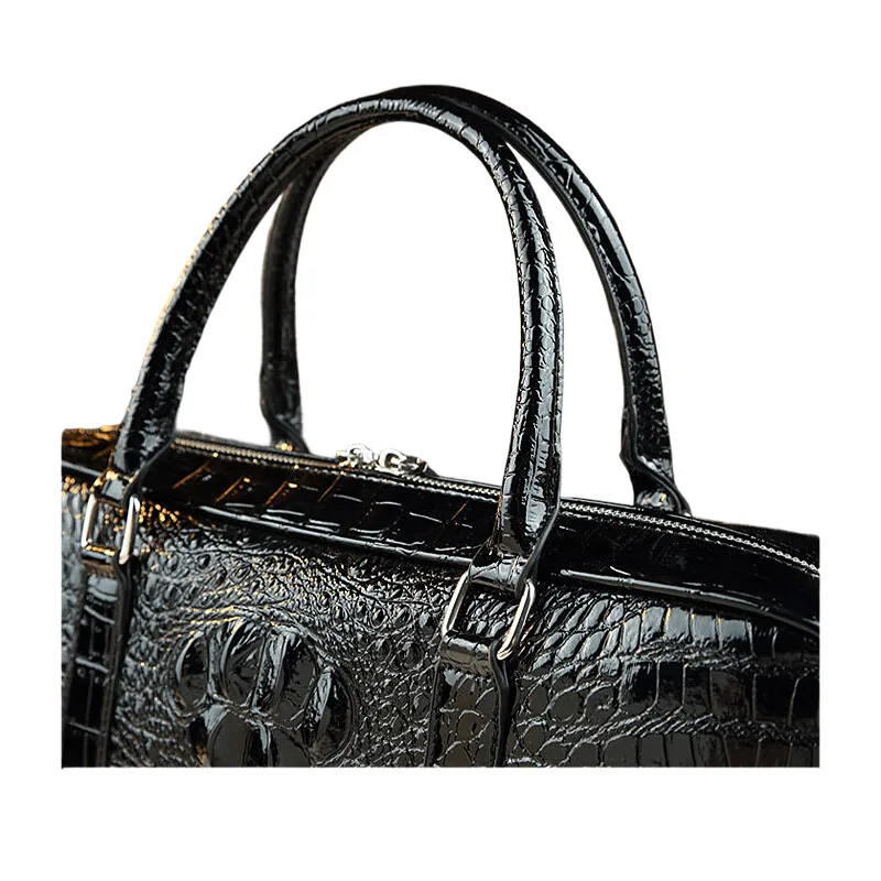 Custodia adatta premium in rilievo di coccodrillo - Borsa a tracolla da uomo antifurto in pelle con tracolla staccabile Valigetta di grande capacità