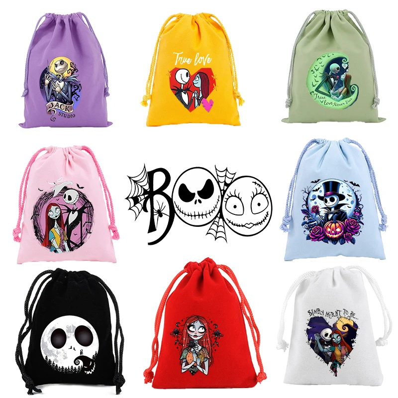 

The Nightmare Before Christmas Drawstring Bags Anime Gift Bag Party Decorations Large Capacity Candy Bags Jewelry Storage Bag