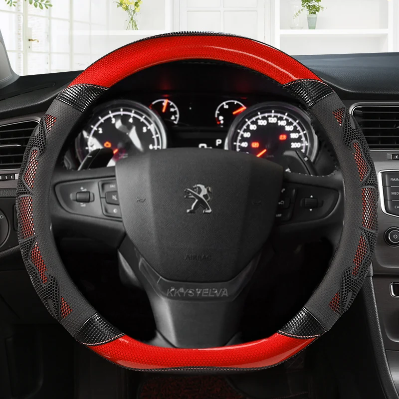 D Shape Car Steering Wheel Cover For Citroen C3 C3-XR 2015-2019 C4 2016-2019 Peugeot 408 2014-2019 Traveller 2016-2019