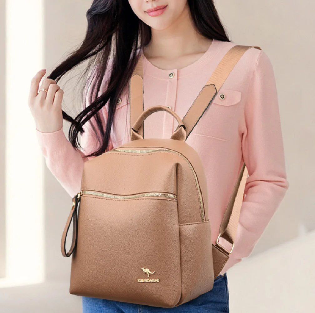 Hot Sale Fashion Korean New Women's High Quality Soft Leather Backpack Casual Travel Shoulder Bags Large Capacity School Bag
