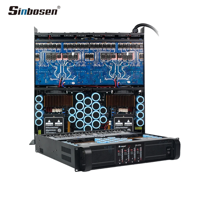 Sinbosen DS-20Q penguat daya audio profesional, penguat daya tinggi 4 saluran 2000 watt pa