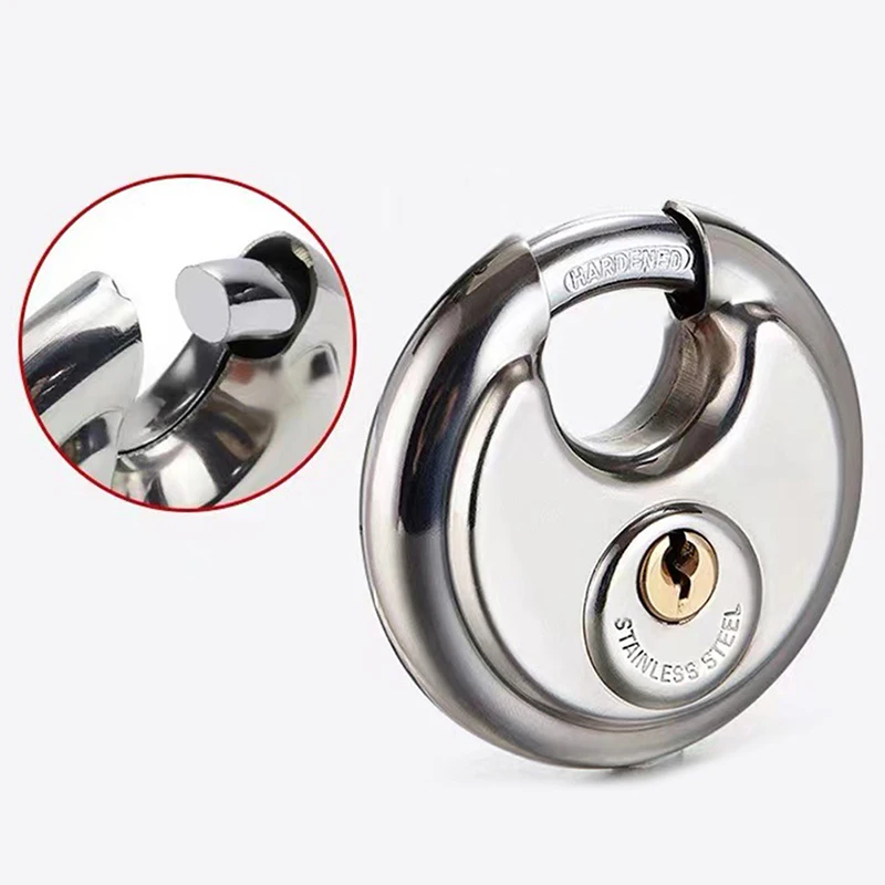 1Pcs 60mm/70mm Cool Duty Stainless Steel Round Disc Storage Pad Lock Padlock For Storage Unit