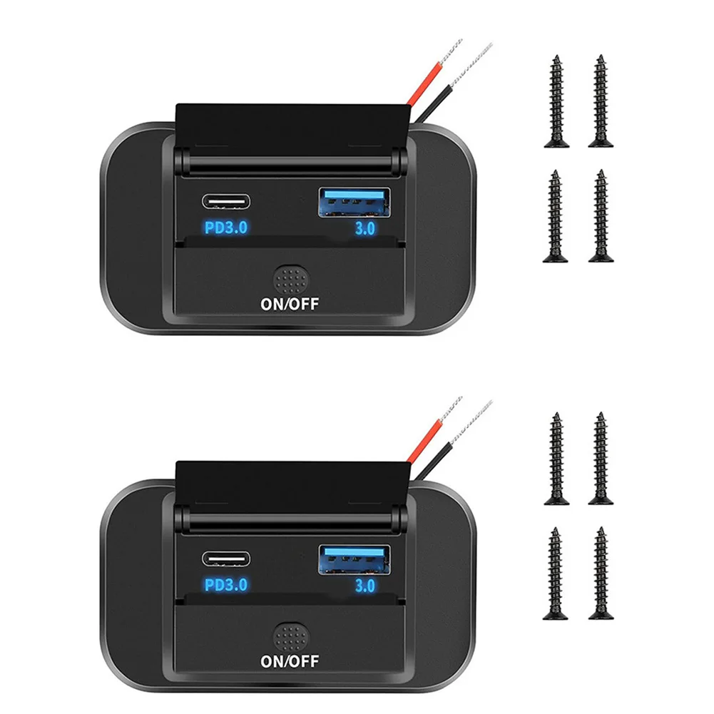 Black Fast Charge 12V Charging Hub 18W USB A Ports Charging Port Cover Dustproof Protection For Cars For Motorcycles