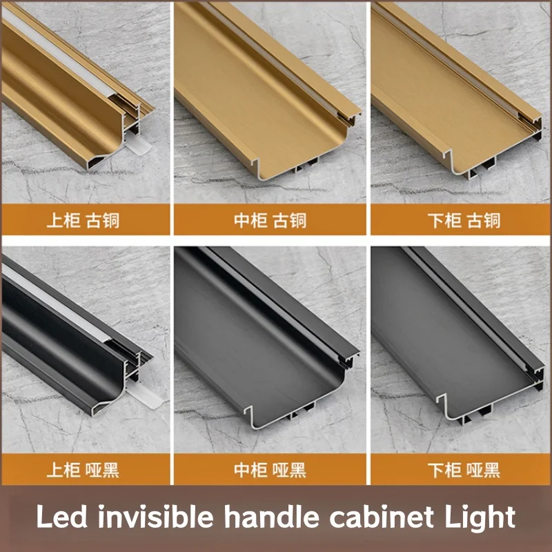 Modern Embedded Invisible Cabinet Door Handle Free U-Shaped Led Aluminum Profile Kitchen Closet Decor Lamp Atmosphere Lighting