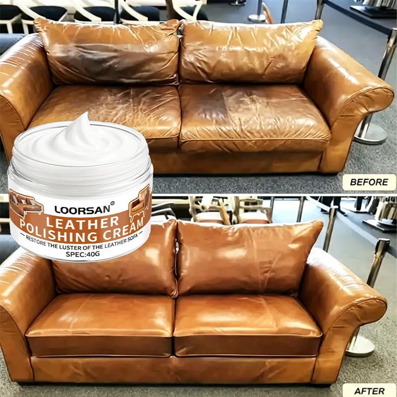 Crème de polissage pour cuir LOORSAN 40g, baume nourrissant et réparateur pour sièges de voiture, canapés et articles en cuir