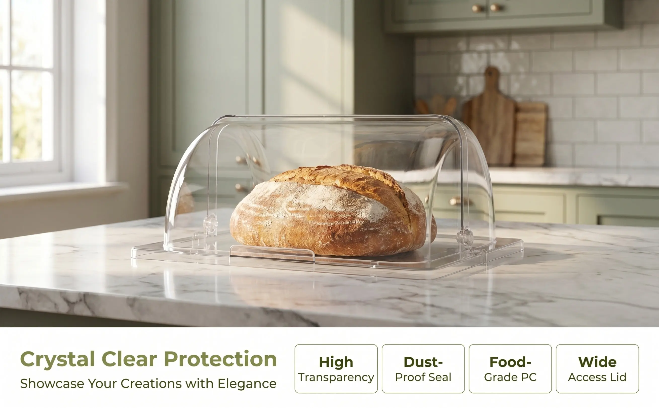1Pcs Odor-Free Acrylic Dessert Showcase Clear Dome Cake Cover Pastry Display Case Bakery Serving Tray Food Dust Protection Lid