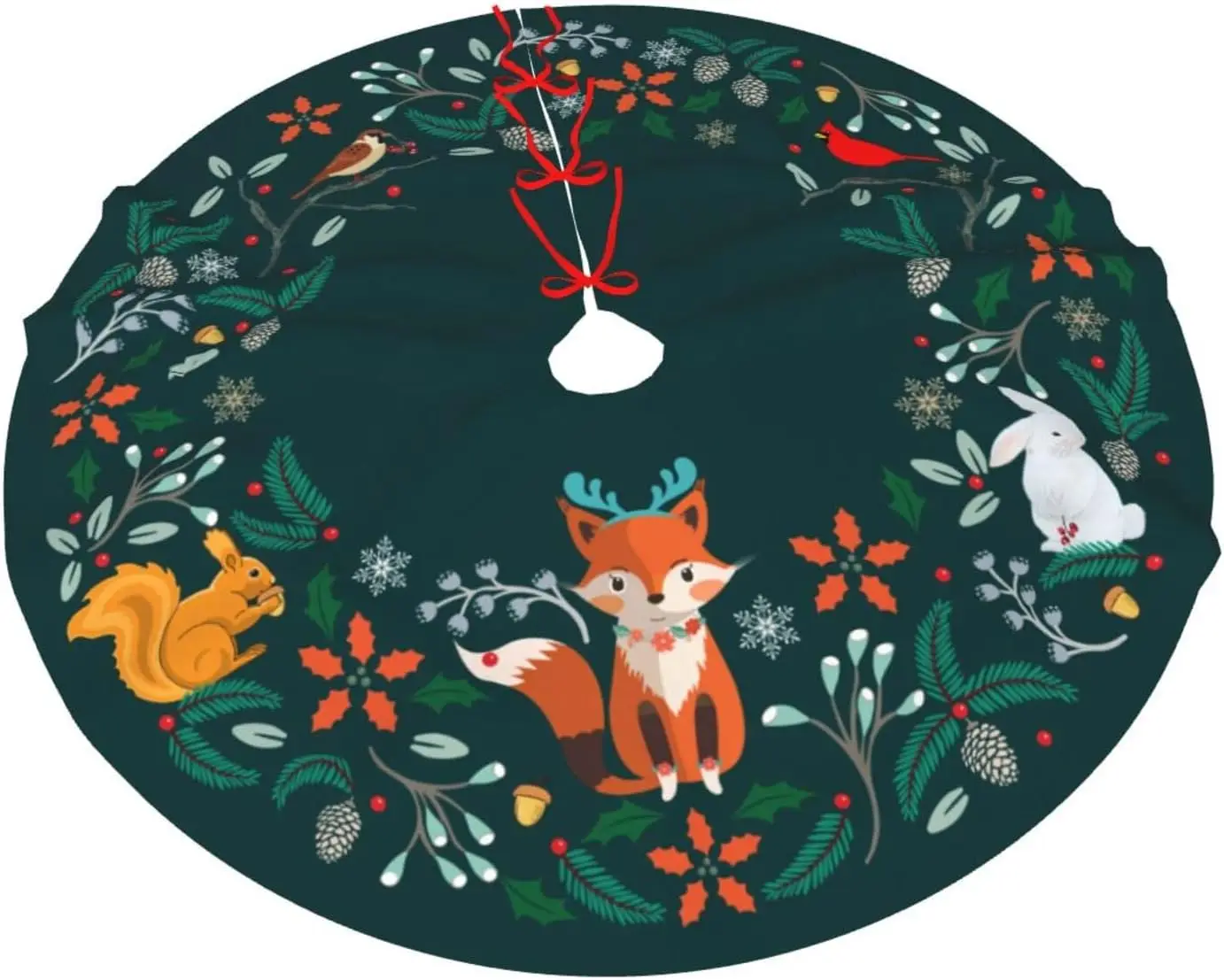 لطيف حيوانات الغابات شجرة عيد الميلاد تنورة الثعلب أرنب الأسقف شجرة الطيور التنانير سانتا حصيرة ل X-Mas شجرة مزرعة الزينة