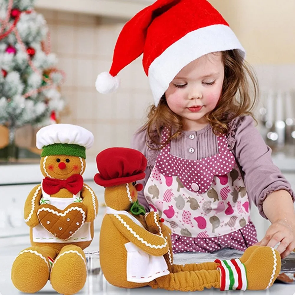 Muñeco de hombre de jengibre, galleta, ventana de hombre, vestidor de Navidad, felpa decorativa de Navidad, adorno de felpa de pierna larga para el hogar