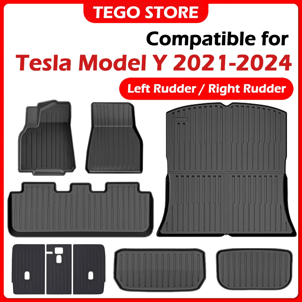 

Floor Mat for Tesla Model Y 2021-2024,All Weather TPE Waterproof Non-Slip Cargo Liner Trunk Accessories(Not Fit 7-Seat)