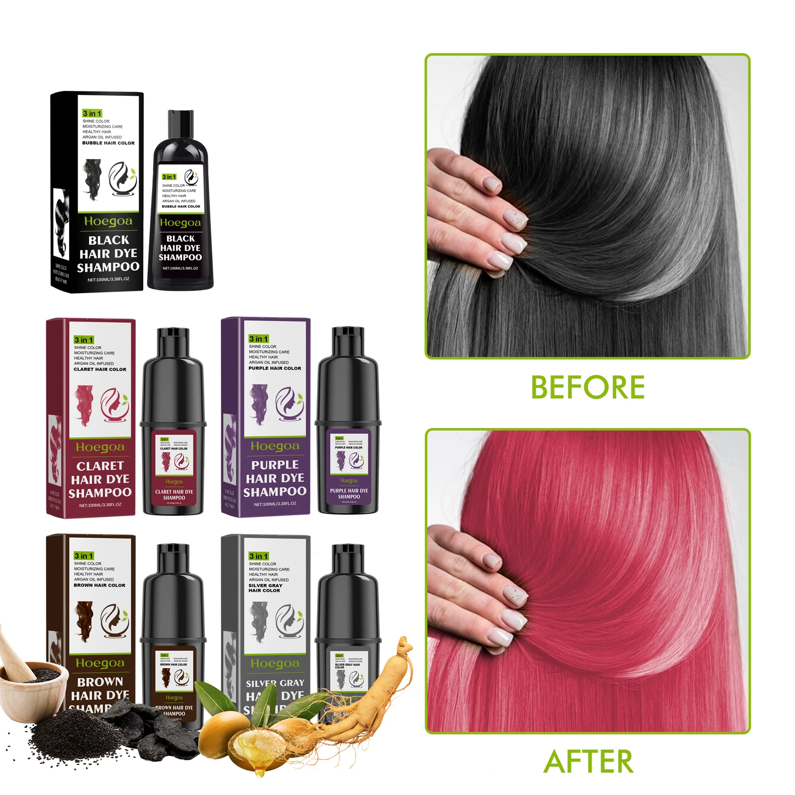 Hoegoa Hairdressing Shampoo Herbal essence Moisturizing and Softening Hair Care Gentle and Easy Coloring Hairdressing Shampoo