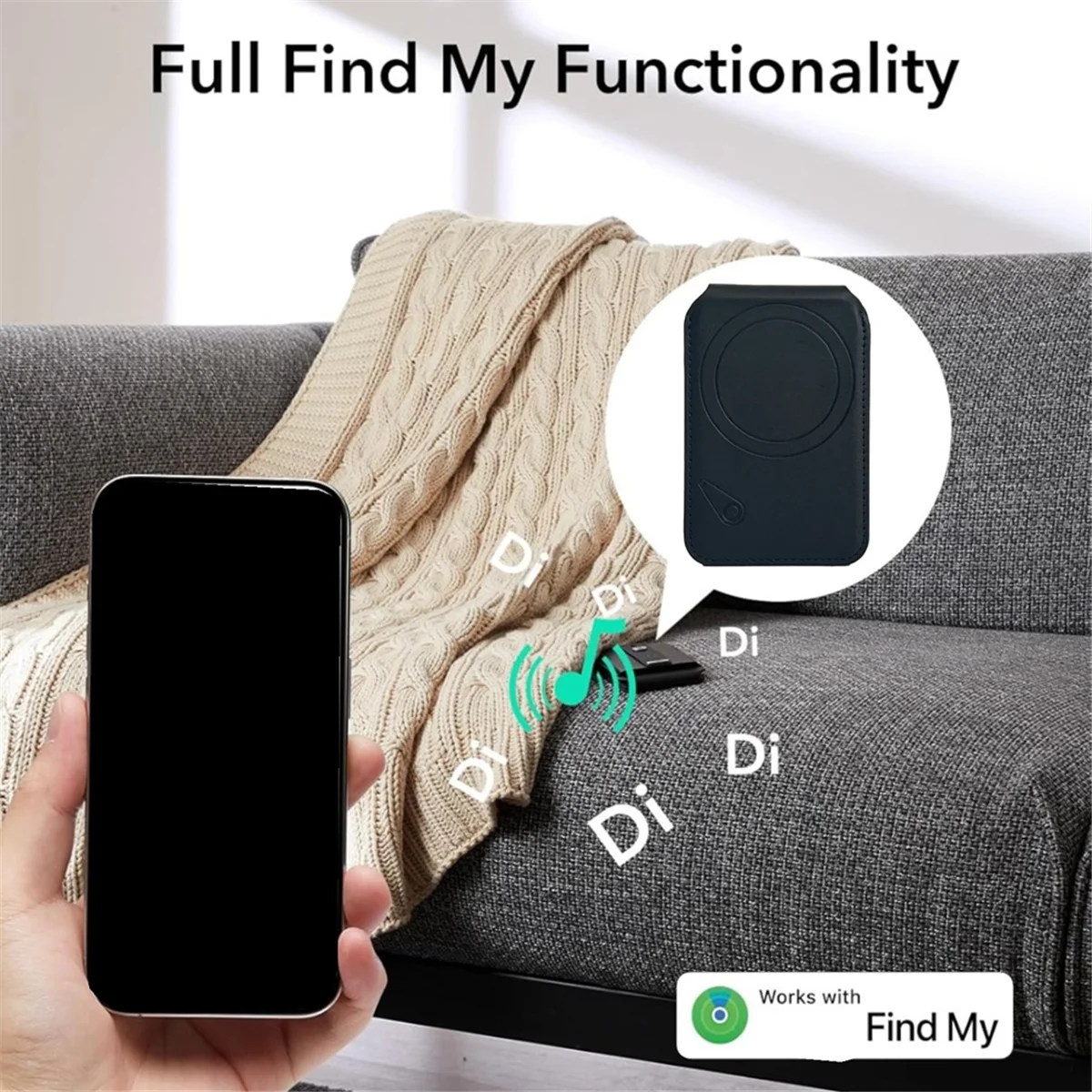 For Wallet with Find My Functionality, 3000g Magnetic Strength, Adjustable Stand for Black