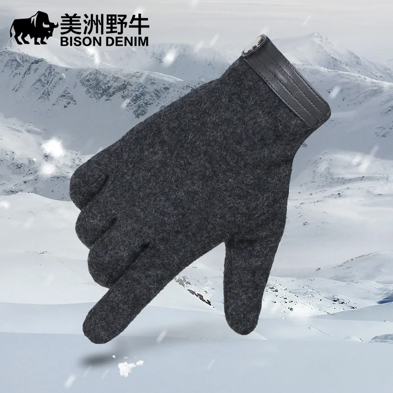 2023 Autumn Winter Warm Gloves Full Finger Wool Thicken Thumb Mittens For Men Women Outdoor Cold-proof Cycling Driving Gloves