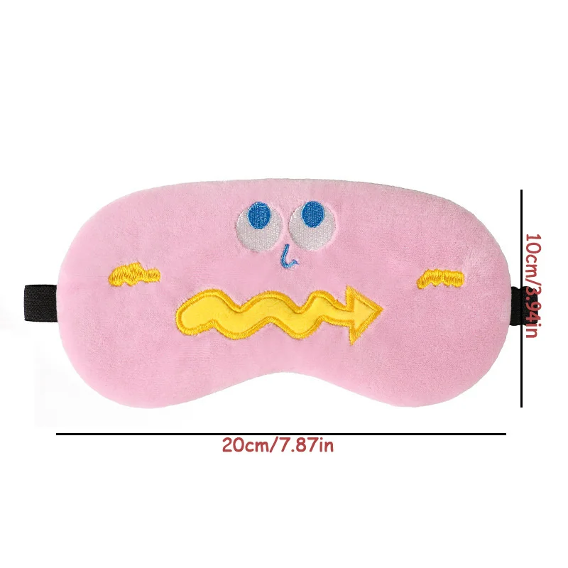 Cartoon-Themed Fun Embroidery Eye Mask Adjustable Elastic Pillowy Face Masks  Dormitory Eyecells For Students Sleep Aid Eyeshade