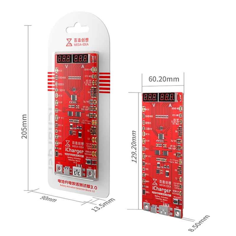 Imagem -06 - Qianli Mega-idea Icharger Placa de Teste de Ativação de Carga da Bateria para Android Ios Telefone Circuito de Carregamento Testador Reparo da Bateria