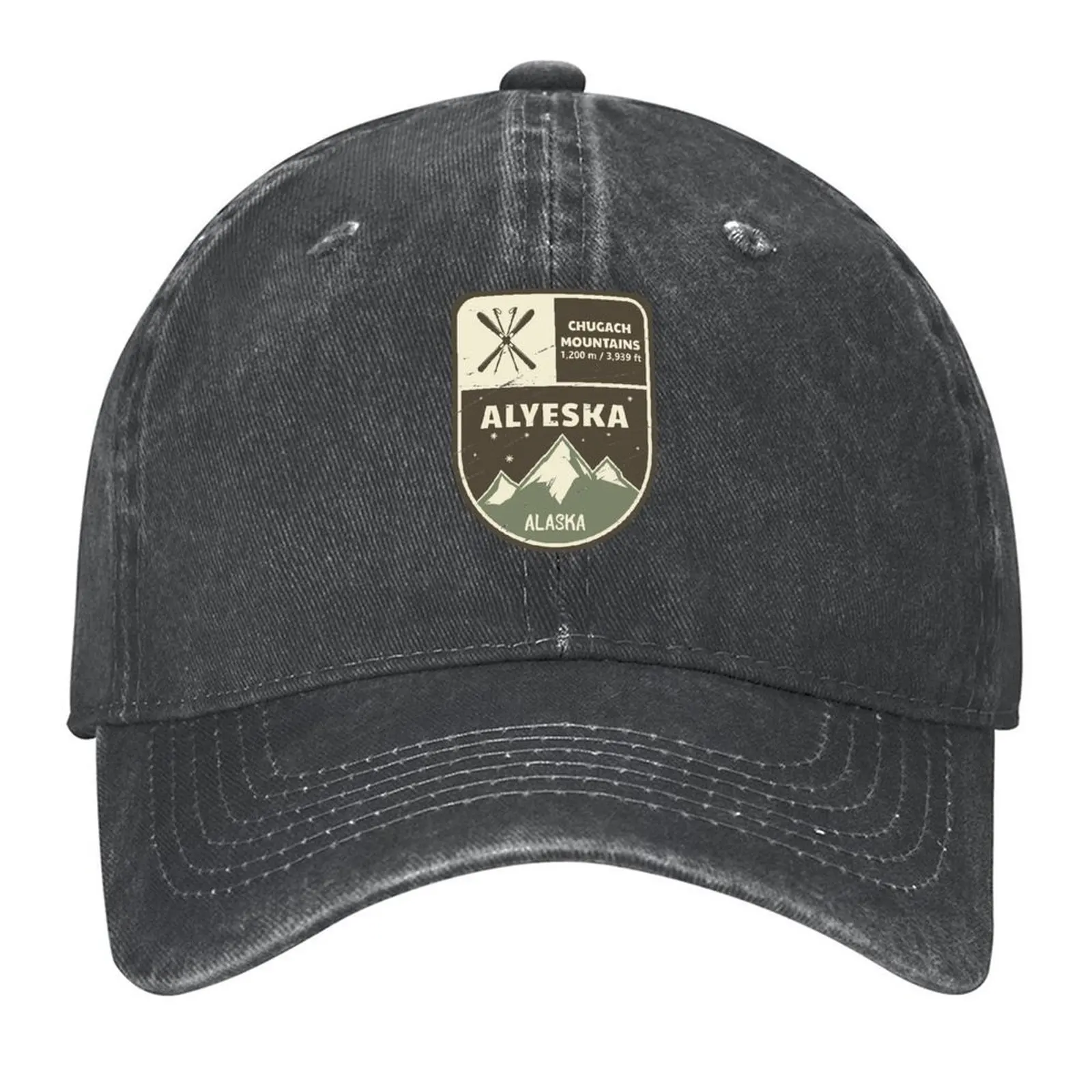 

Alyeska Chugach Mountains Alaska Baseball Cap Brand Man cap Winter hat fishing hat Hat Beach Women's Golf Clothing Men's