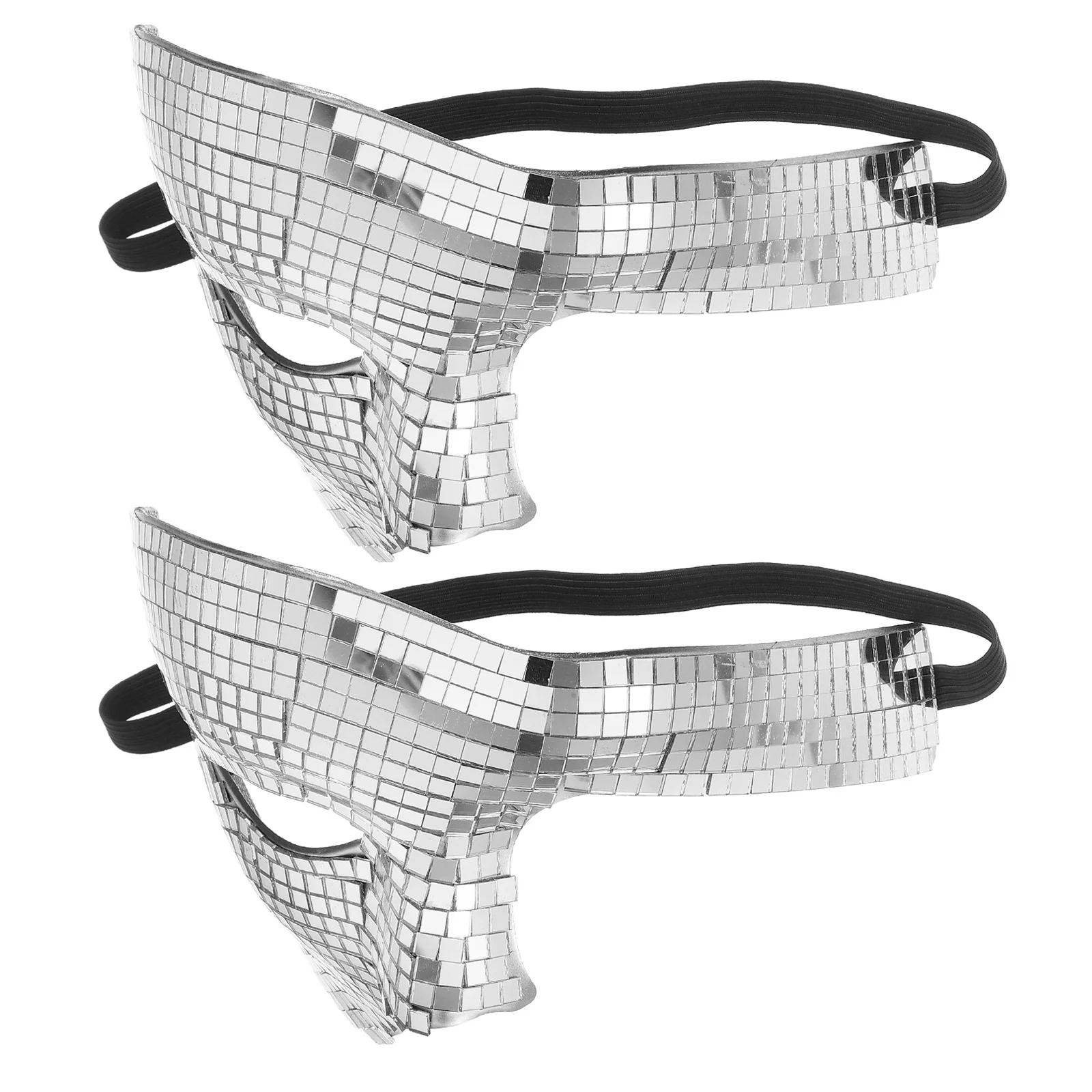 

2Pcs Reflective Disco Half Face Mask Mirror Masquerade Mask Halloween Carnival Party Costume Party Face Masks Costume Props
