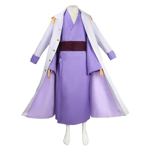 General Issho Cosplay Anime Fujitora Costume Uniform Men Admiral Marine Trench Purple Kimono Suit Party Outfit for Issho