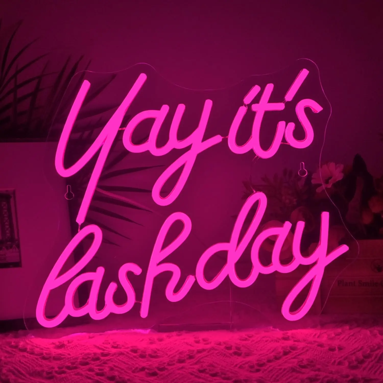 

Неоновая вывеска Yay It's Lash Day, розовая светодиодная вывеска, светодиодная неоновая вывеска с подключением через USB и затемнением для домашнего декора стен, комната для девочек