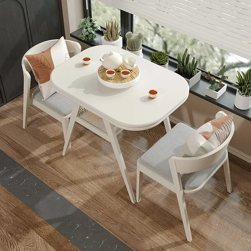 Balcony mini tea table three-piece combination solid wood small apartment creative leisure tea drinking one table and two chairs