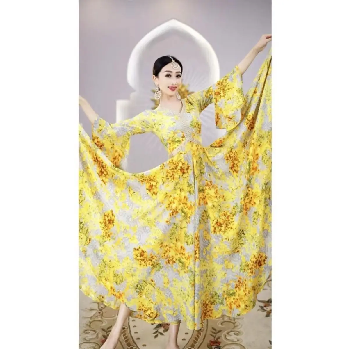 A1991 Exotic Style High end Dress New Xinjiang Big Swing Skirt New Long Skirt Dance Performance