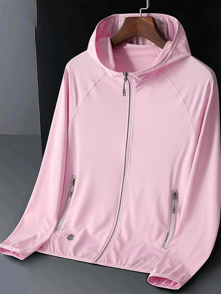 Vêtements d'été légers en soie glacée pour hommes Fiing Jaet à capuche respirant avec protection UV Stand Fit Long Sve Zipper Clo...