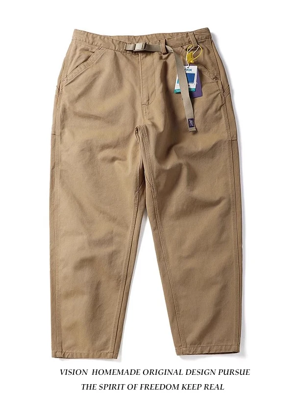 

Мужские повседневные брюки в японском ретро-стиле с множеством карманов, свободного кроя, из хлопка, в рабочем стиле