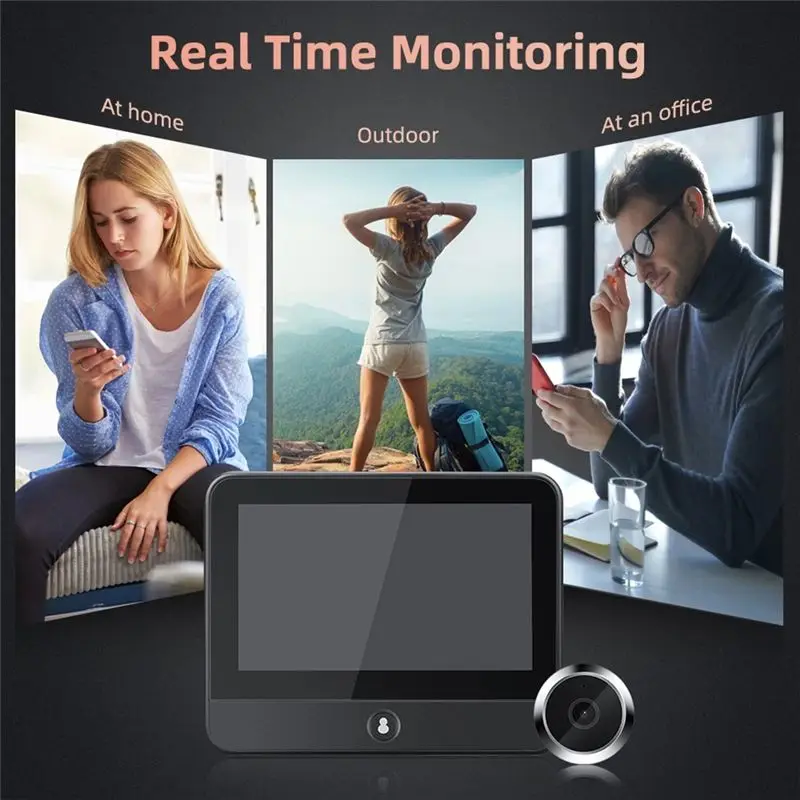 【A08I】Home Security Tuya Smart Wifi Radar Door Peephole Camera PIR Motion Detection Video Doorbell Mini Viewer