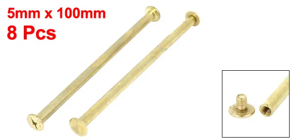 8pcs Brass Plated 5x100mm Binding Chicago Screw Post for Leather Scrapbook LXM