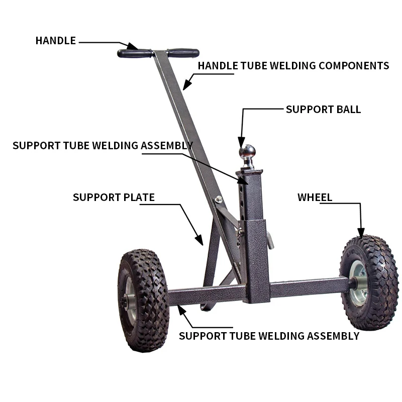 Trailer Mover Dolly Adjustable Height High Load Capacity With Swivel Caster 2 Flat-free Tires Moving Caravan Boat Trailer