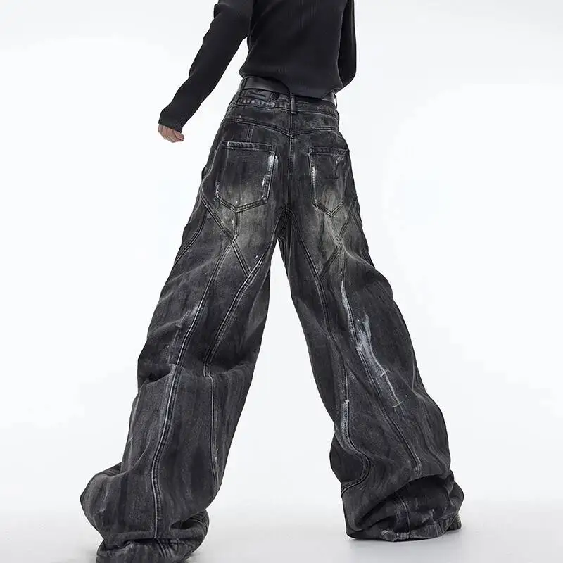 LUZHEN Jeans Original New Scrawl Wornout Straight Design Trendy Personalized Stylish Street High Quality Male Denim Pants JY7126